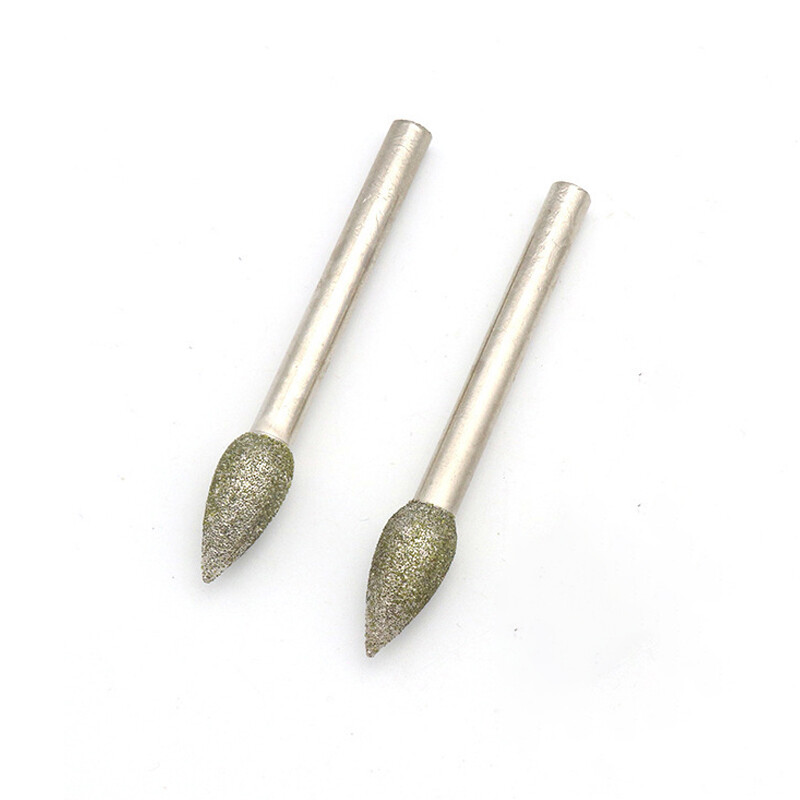 6mm Shank Dia 10mm Torch Diamond Grinding Head Burr Bit Amber Jade Polishing
