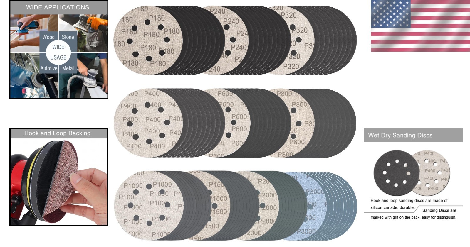 Comprehensive 100-Pc Sandpaper Set – 5” Silicon Carbide Discs for All Surfaces