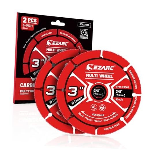 Carbide Cut Off Wheels for Wood, Nails, Plaster, 2-Pack | Carbide 3 Inch