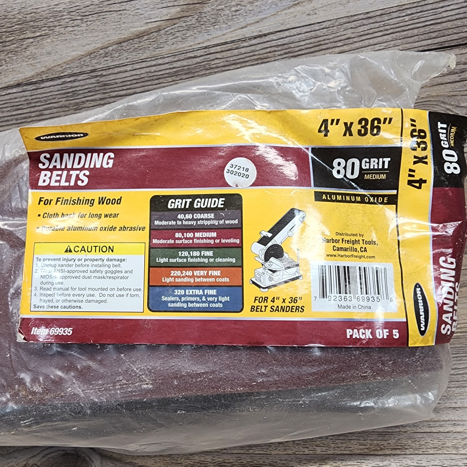 Warrior 4″x36″ Sanding Belts 80 Grit Medium Aluminum Oxide 5 Pack