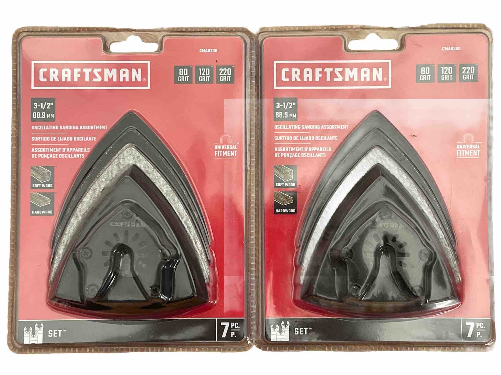 TWO Craftsman 3-1/2″ Oscillating Sanding Assortment 7PC 80 120 220 Grit.CMAO200