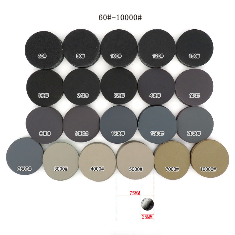 3-Inch Flocking Disc Sandpaper Wet And Dry Dual Use 60~10000 Grit Diameter 75mm