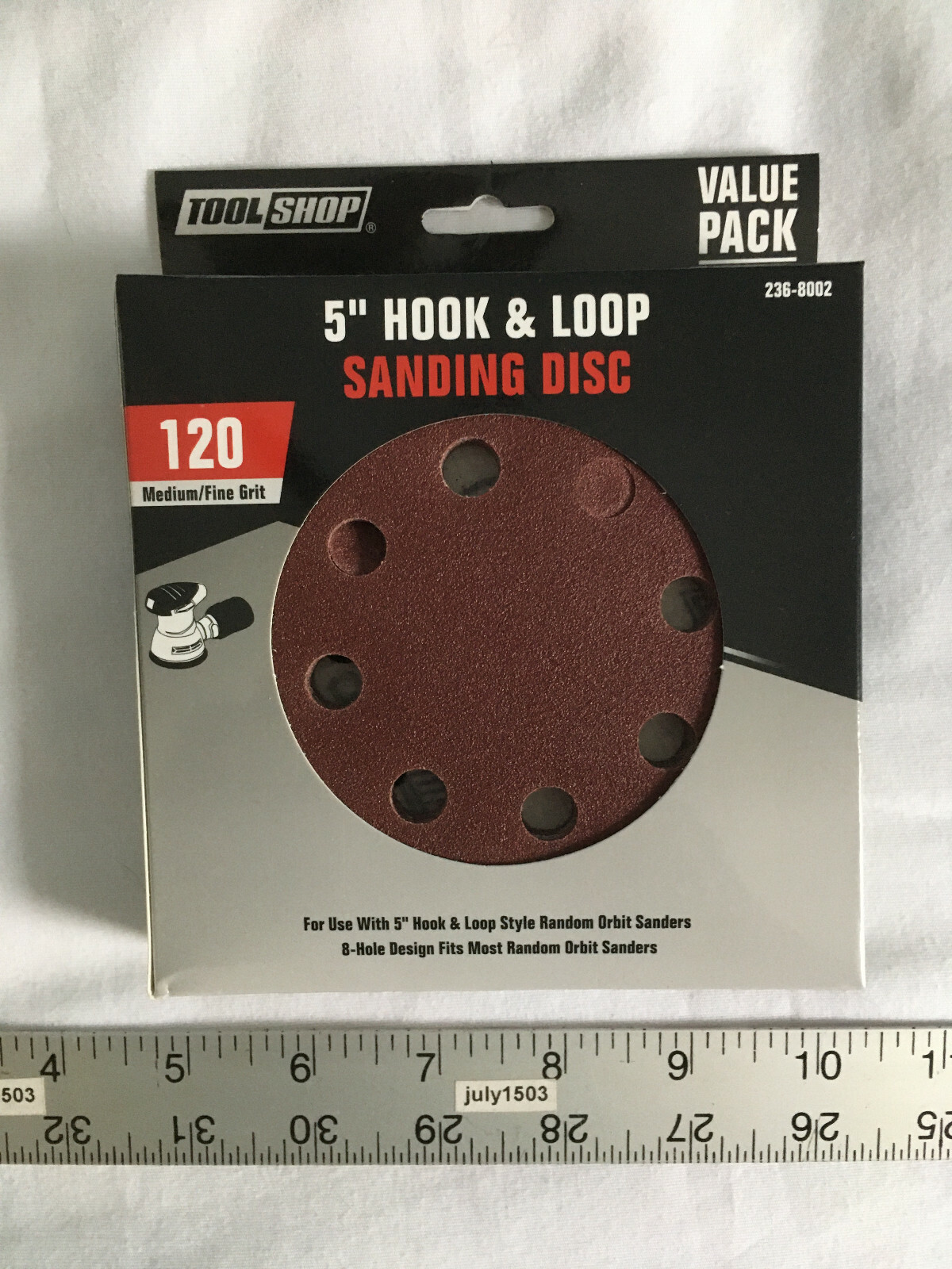 NEW 30-pk 5″ Hook & Loop Sanding Discs 120 Grit Medium/Fine – 8 Hole Pattern
