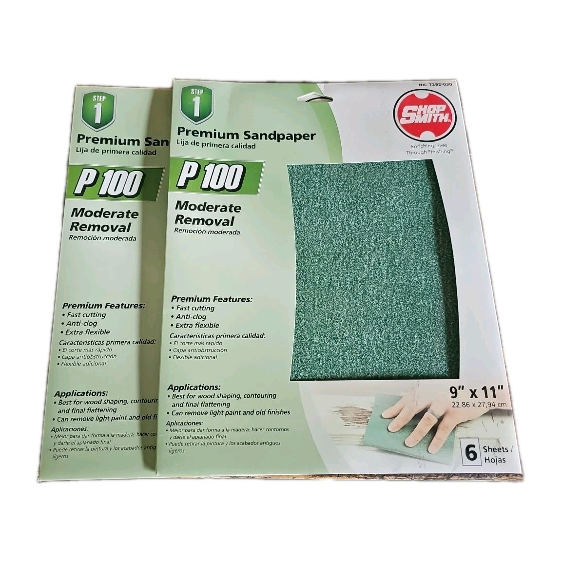2 Packs 12 SHEETS ShopSmith 7292-030 Premium Sandpaper P100, 9″ x 11″, FREE SHIP