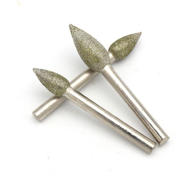 6mm Shank Dia 10mm Torch Diamond Grinding Head Burr Bit Amber Jade Polishing