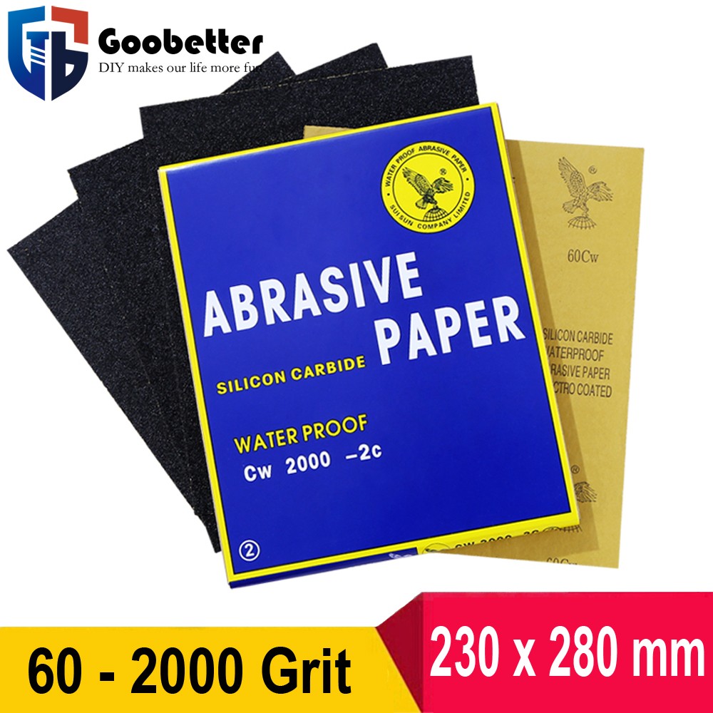 Wet Dry Sandpaper Grit 60 – 2000 Sand Paper Sanding Fine Medium Rough Waterproof
