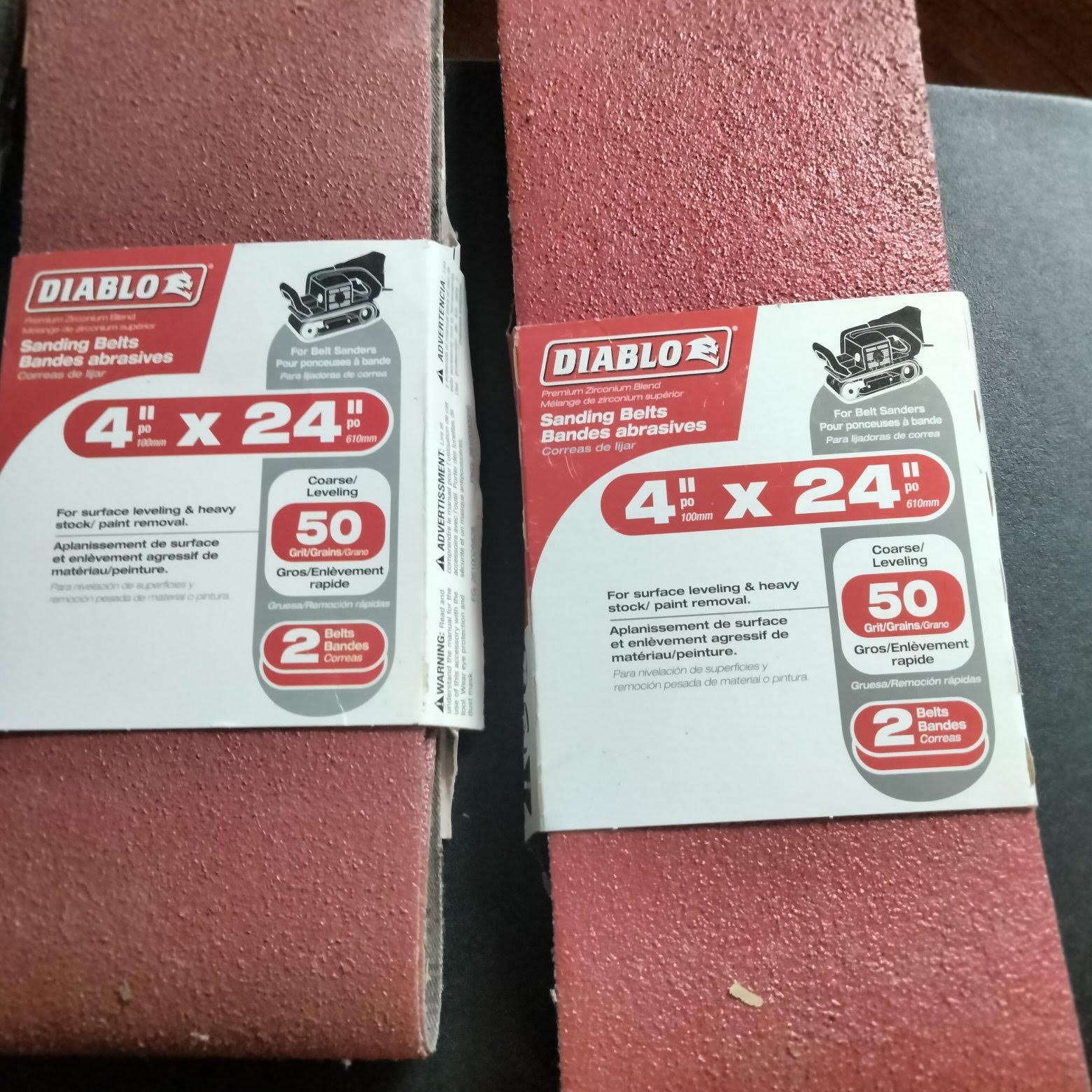 Belt Sander 4×24 belts, lot of 12, 6 (“2 packs)
