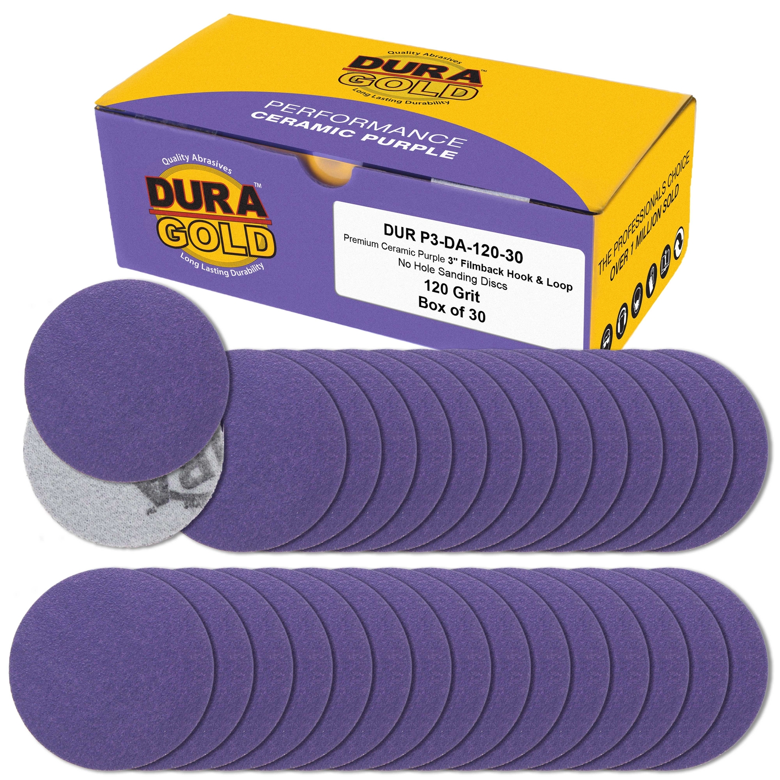 120 Grit 3″ Purple Ceramic Sanding Discs, Box of 30 – Hook & Loop Sandpaper