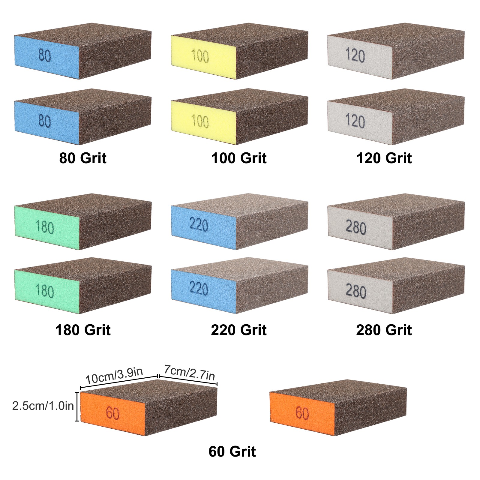 14xSanding Sponge Block Reusable Wet Dry Sanding Pads for Wood Metal Plastic DIY