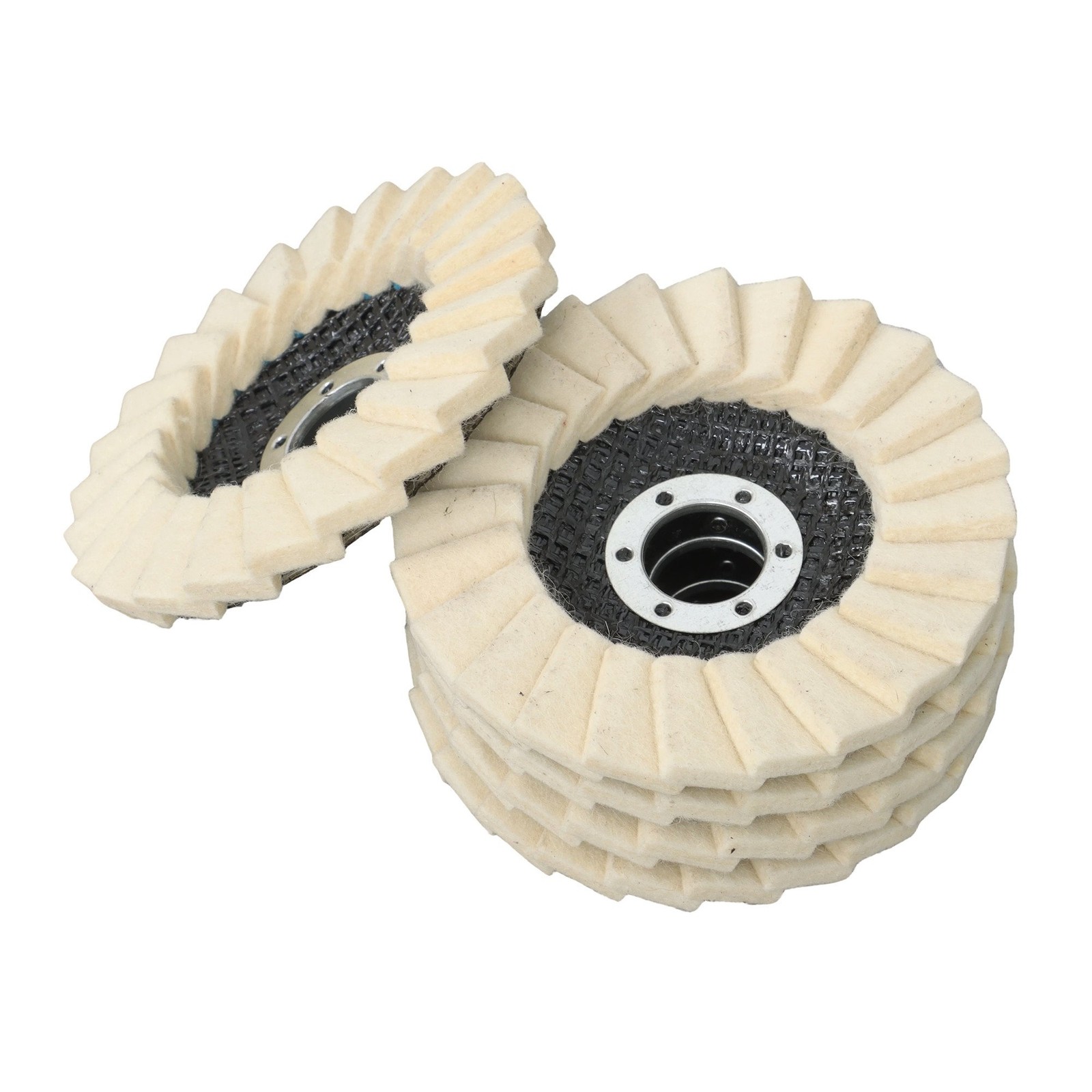 8 Pcs Wool Polishing Wheel Disc Set with 4.5 X 7/8″ Buffing Wheel and Compound