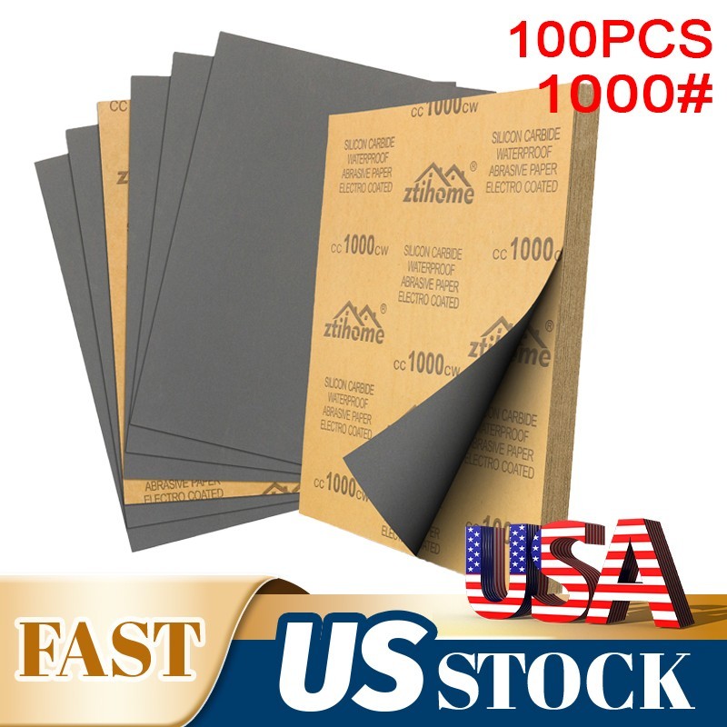 1000 Grit Sandpaper 100 Packs Waterproof Abrasive Paper for Metal Wood Plastic