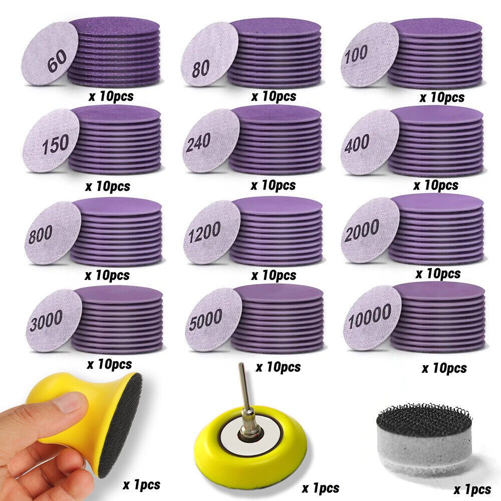 Hook Loop Sanding Discs 60-10000 Grit for Drill Wet Dry Sandpaper Pad 3 inch