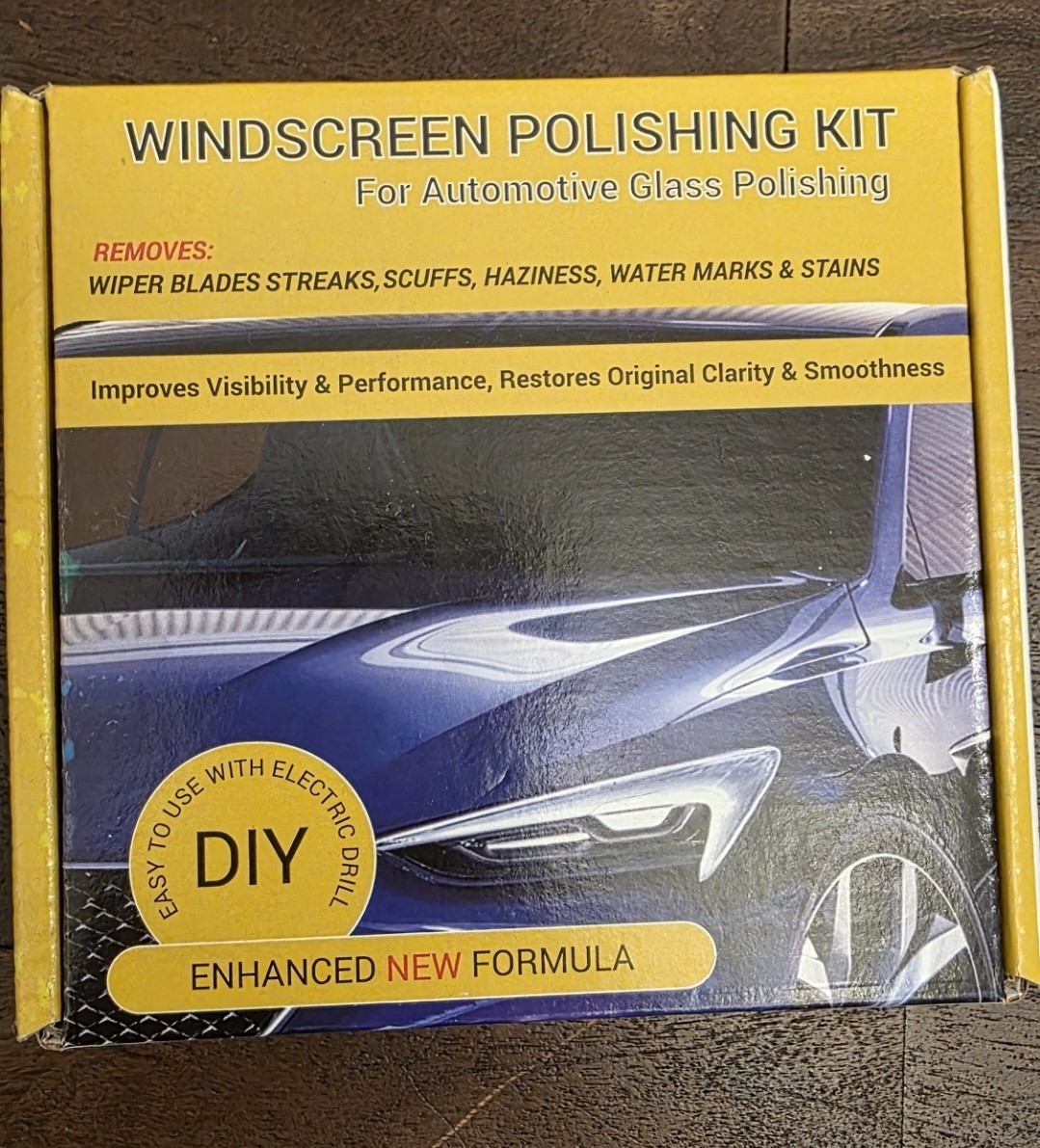 Glass Polish Windscreen Polishing Kit 1.7oz Compound, 3″ Pad, Drill Attachment