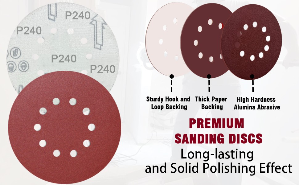 9 Inch 10 Hole Sanding Discs for Drywall Sander – 13 Pack of 240 Grits Drywall