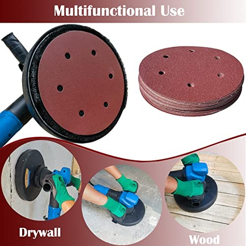 30 PCS 9″ 6 Hole Drywall Sanding Discs Set – 80 100 120 180 240 400 Grits