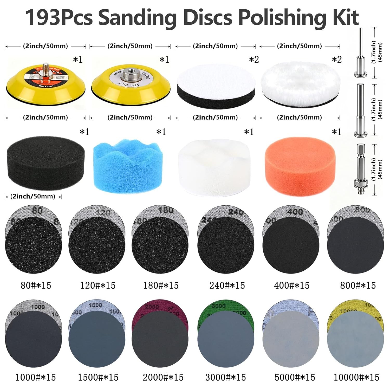 2 Inch Hook and Loop Sanding Discs Set for Polishing & Headlight Restoration – 1