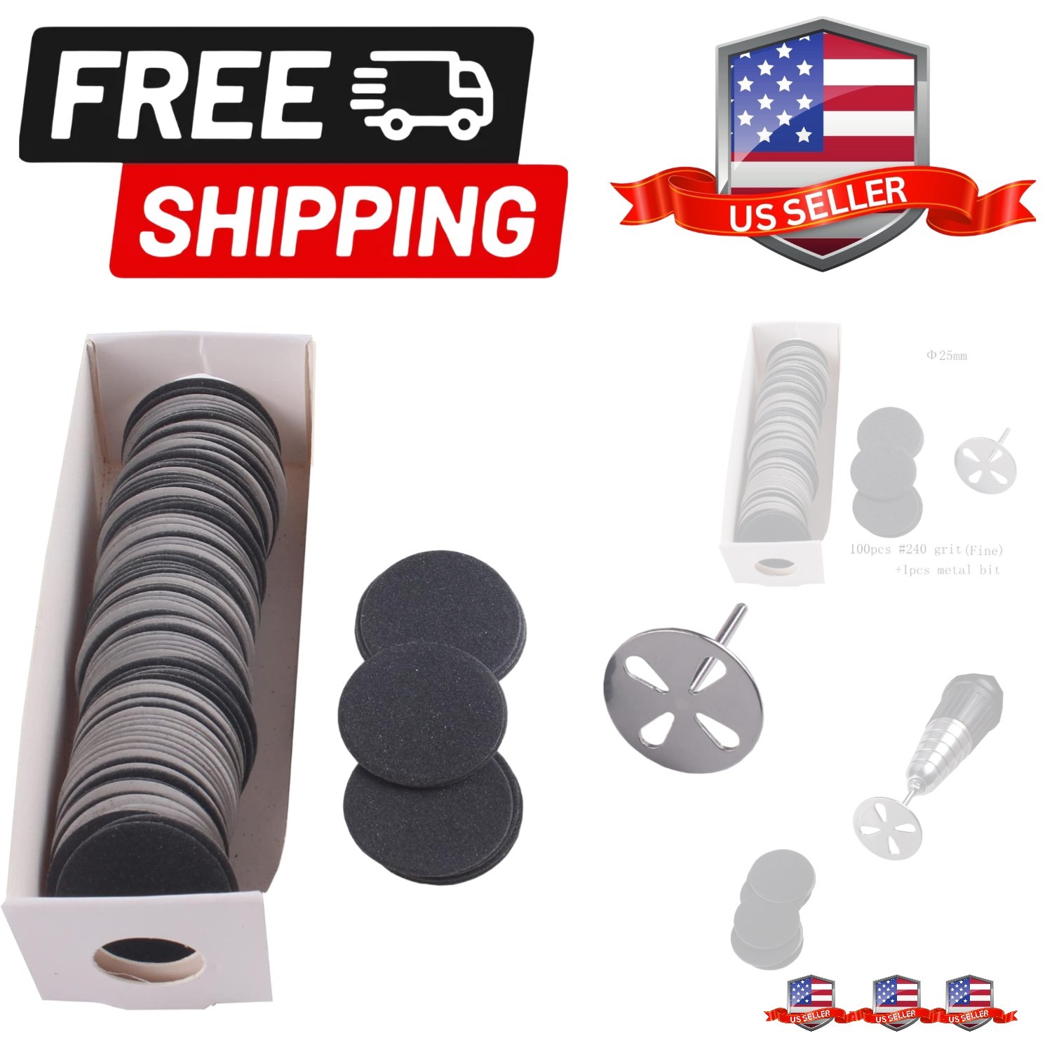 100pcs Sanding Paper Discs with Metal Nail Drill Bit,25mm Pedicure Sanding Di…