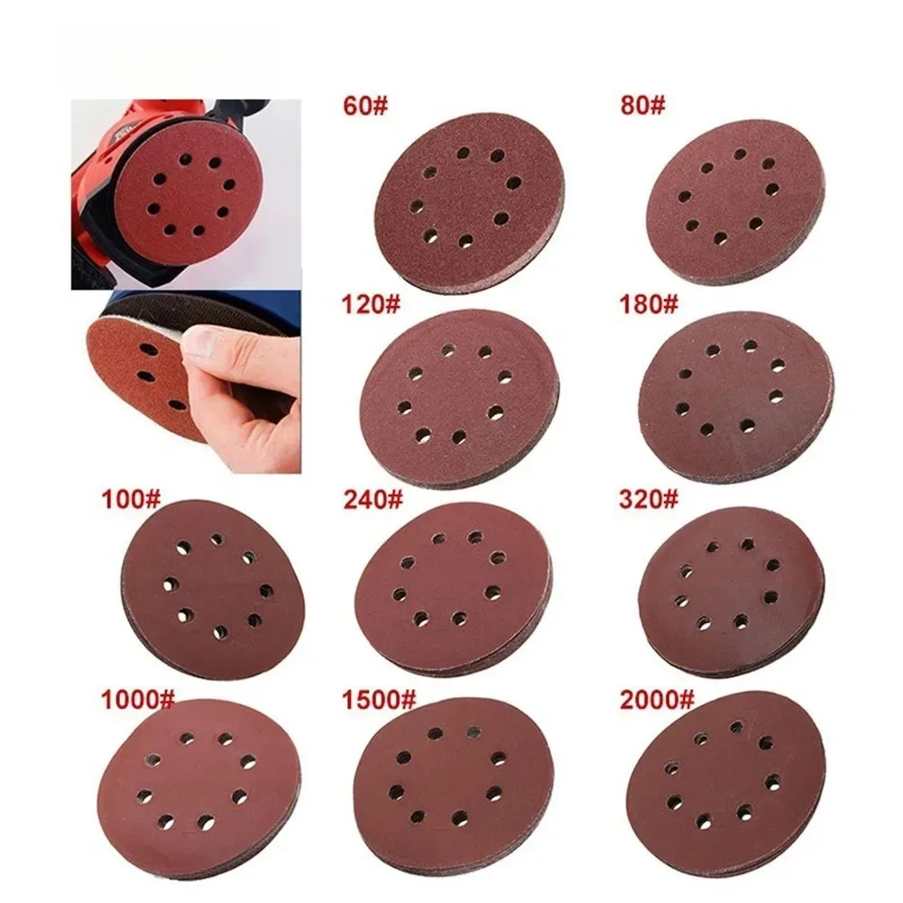 8 Hole 125mm Sandpaper Woodworking Metal Grinding Disc Abrasive Polishing Tool 4