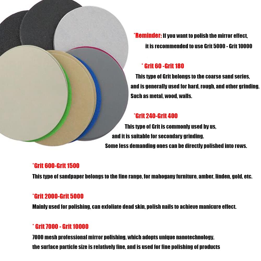 7″ 180mm Hook and Loop Sandpaper Sanding Disc Wet Dry Flocking Disc 60-10000Grit