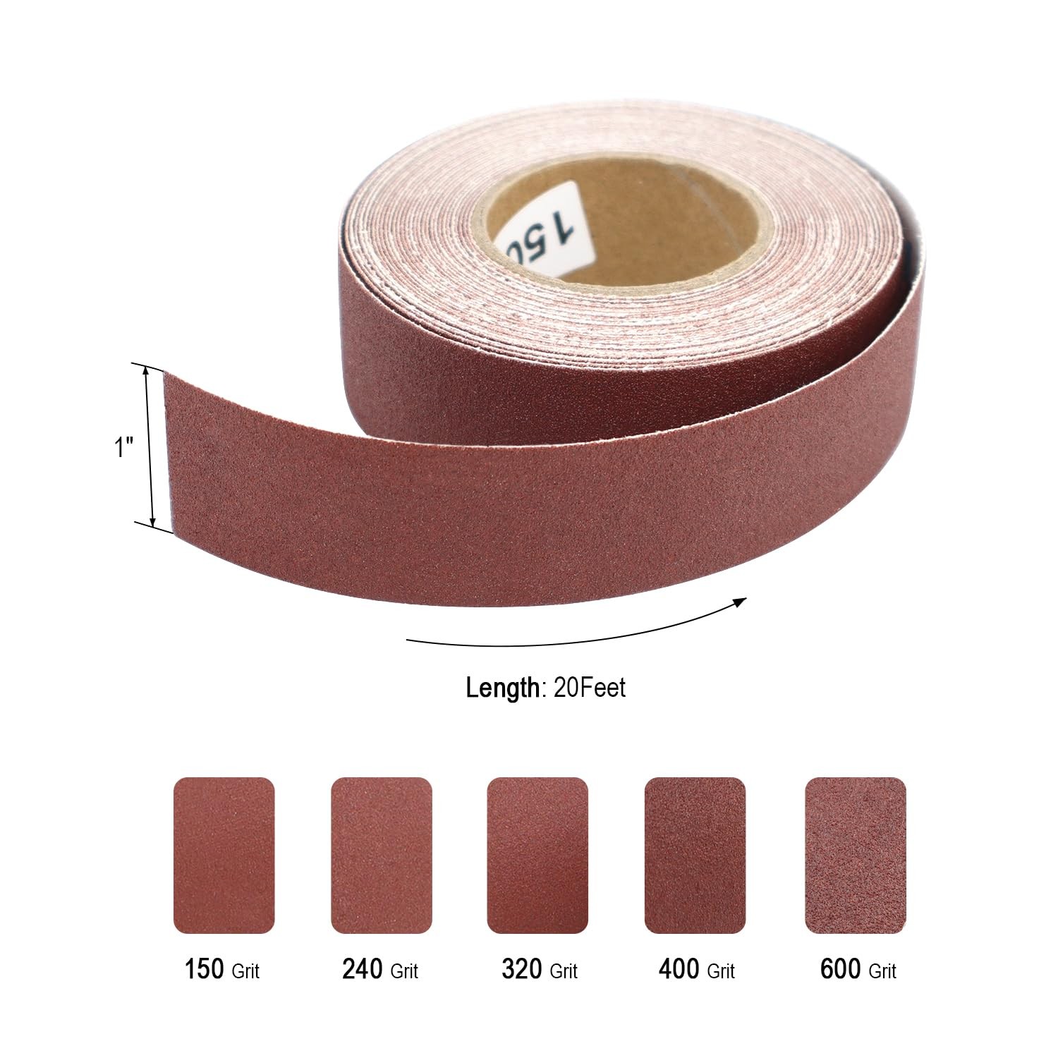 Abrasive Sanding Rolls 1 X 20ft X 5 Grits Abrasive Sandpaper Rolls For Finishin