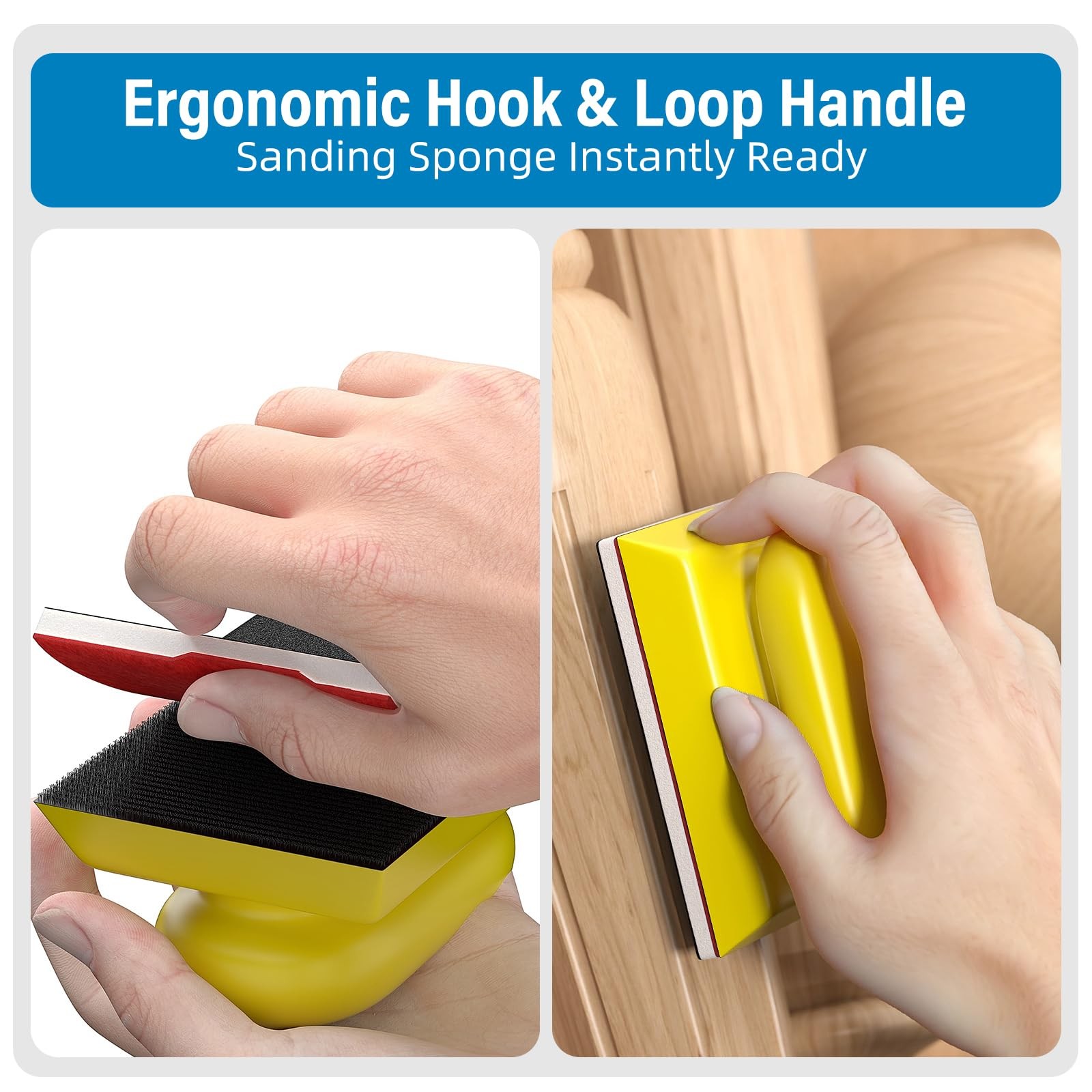 Hook & Loop Sanding Pad Holder, Hand Sanding Block with Ergonomic Grip for Sa…