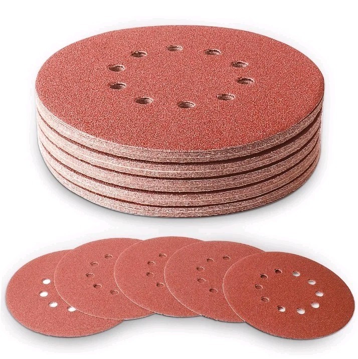 50 Pack 9-Inch 10-Hole Hook-&-Loop Sanding Disc, P80 Grit Aluminum Oxide Drywall