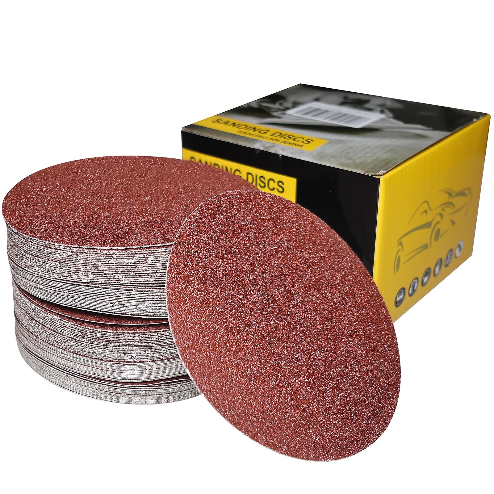 SACKORANGE 100 PCS 6″ PSA Sanding Discs 20 Each of 60, 80, 120, 180, 240, Gri…