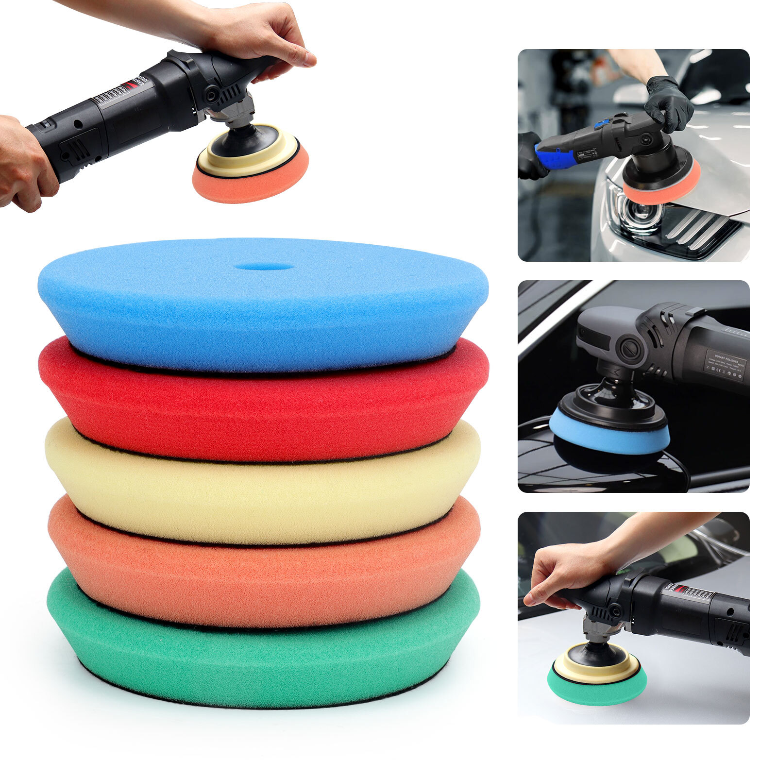 5x Polishing Pads 6″ Sponge Buffer Polisher Pads for Car Compounding, Waxing
