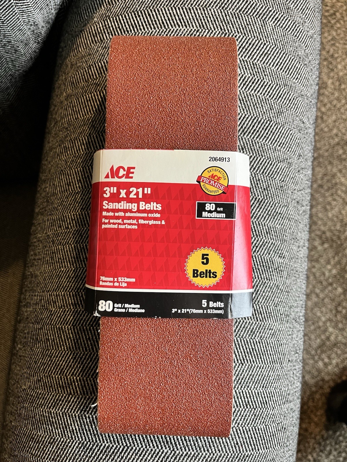 3″x 21″ 80-Grit ACE Sanding Belts Durable Abrasive for Belt Sanders Set of 4 NEW