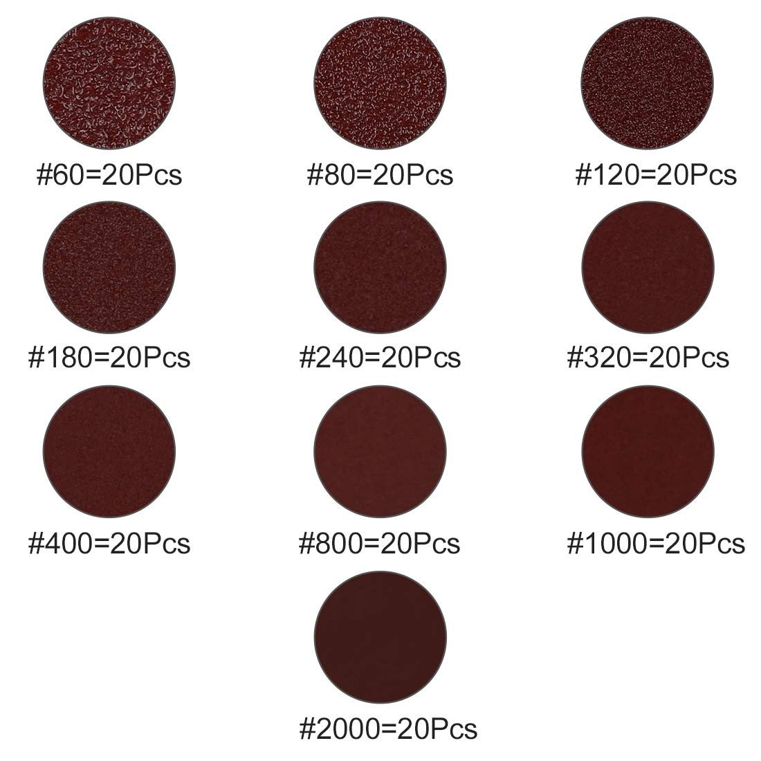 200pcs 2 Inch Hook and Loop Sanding Discs Sandpaper 60 80 120 180 240 320 400…