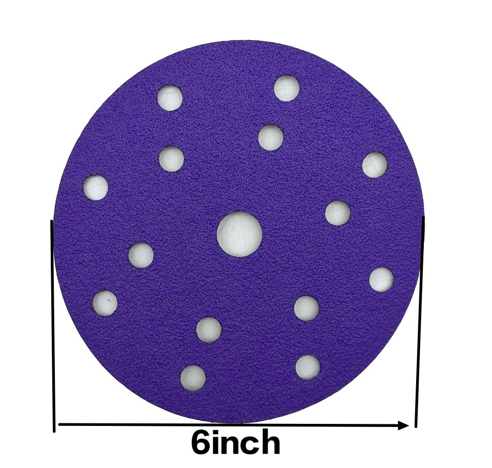 100PCS 6″ Premium Ceramic Sanding Disc Sandpaper Hook Loop 15-H 150mm 60-800#