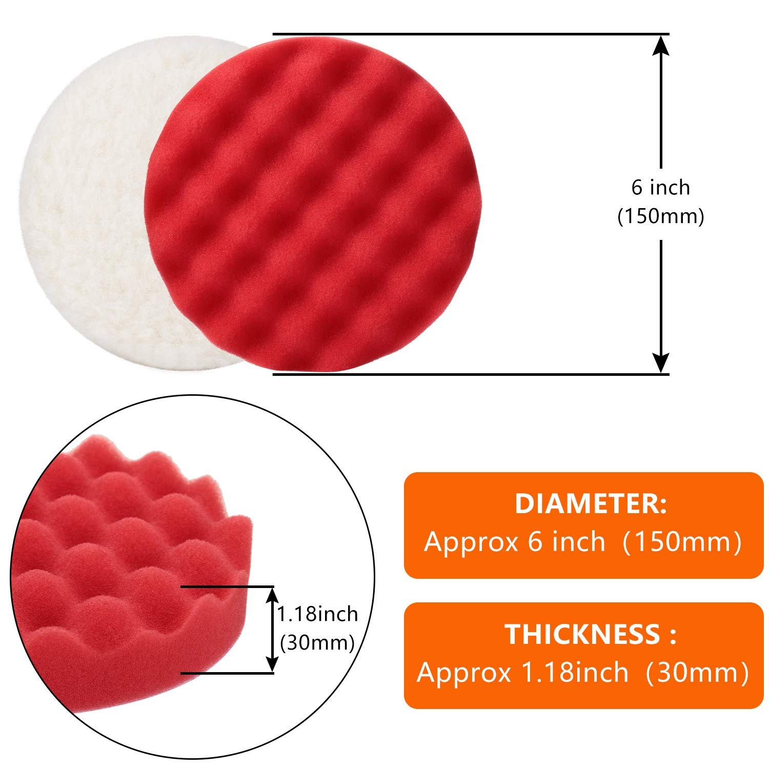 BBTO 12 Pieces Buffing Polishing Pads 6 Inch Compound Sponge Pads…