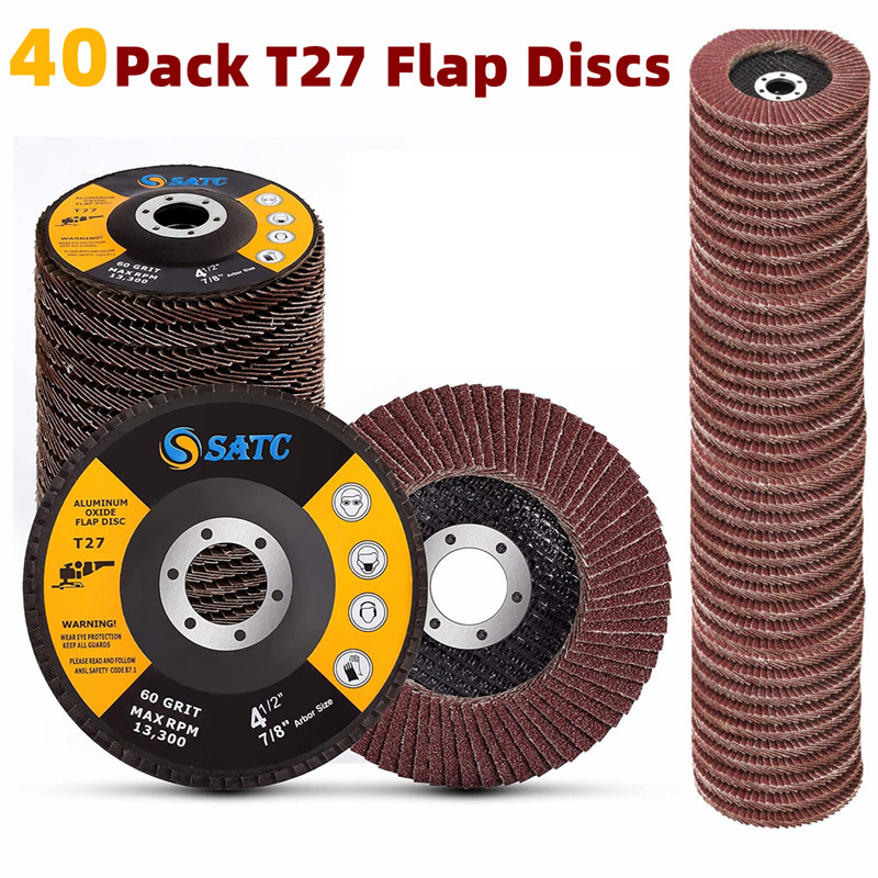 40 PCS 4.5 Inch 40 60 80 120 Grit Assorted Grinding Discs 115mm AO Flap Discs