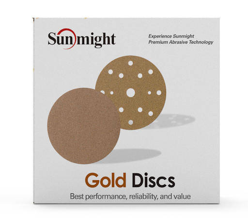 Sunmight Gold Hook & Loop 6″ DA Abrasive Sandpaper (40-1000 Grit) 5/Pack