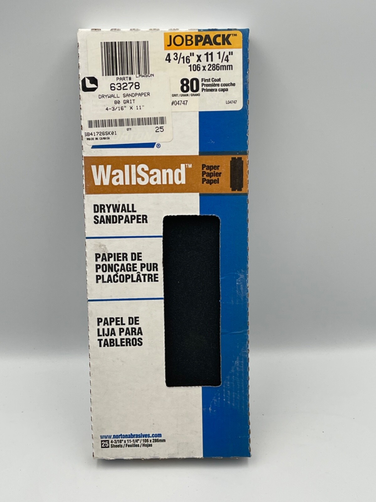 Norton 04747 4-3/16″ x 11″ P80D WallSand Drywall Sand Paper 25Pk