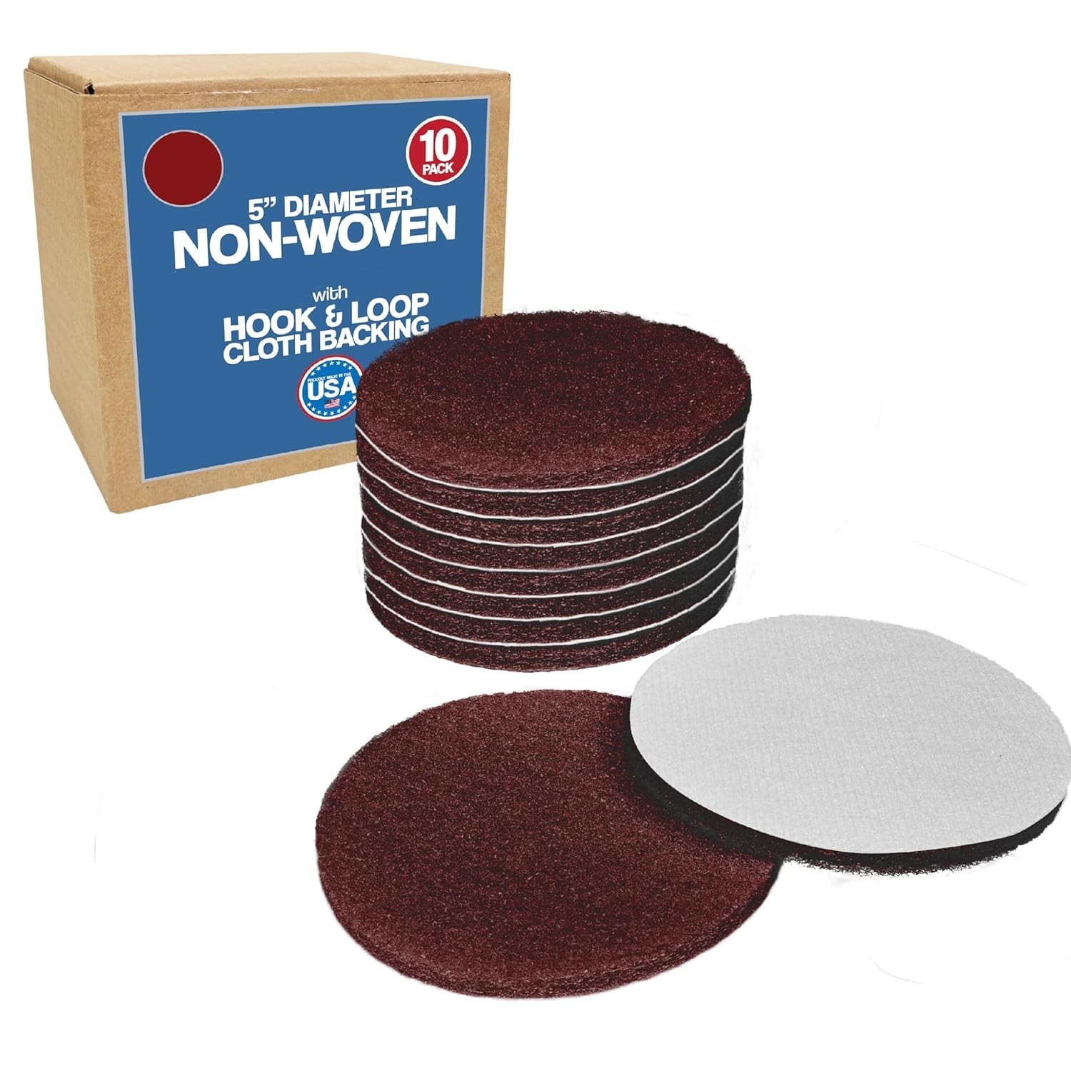 5″ Maroon 320 Grit Abrasive Discs for Rust Removal & Surfacing – 10 Pack