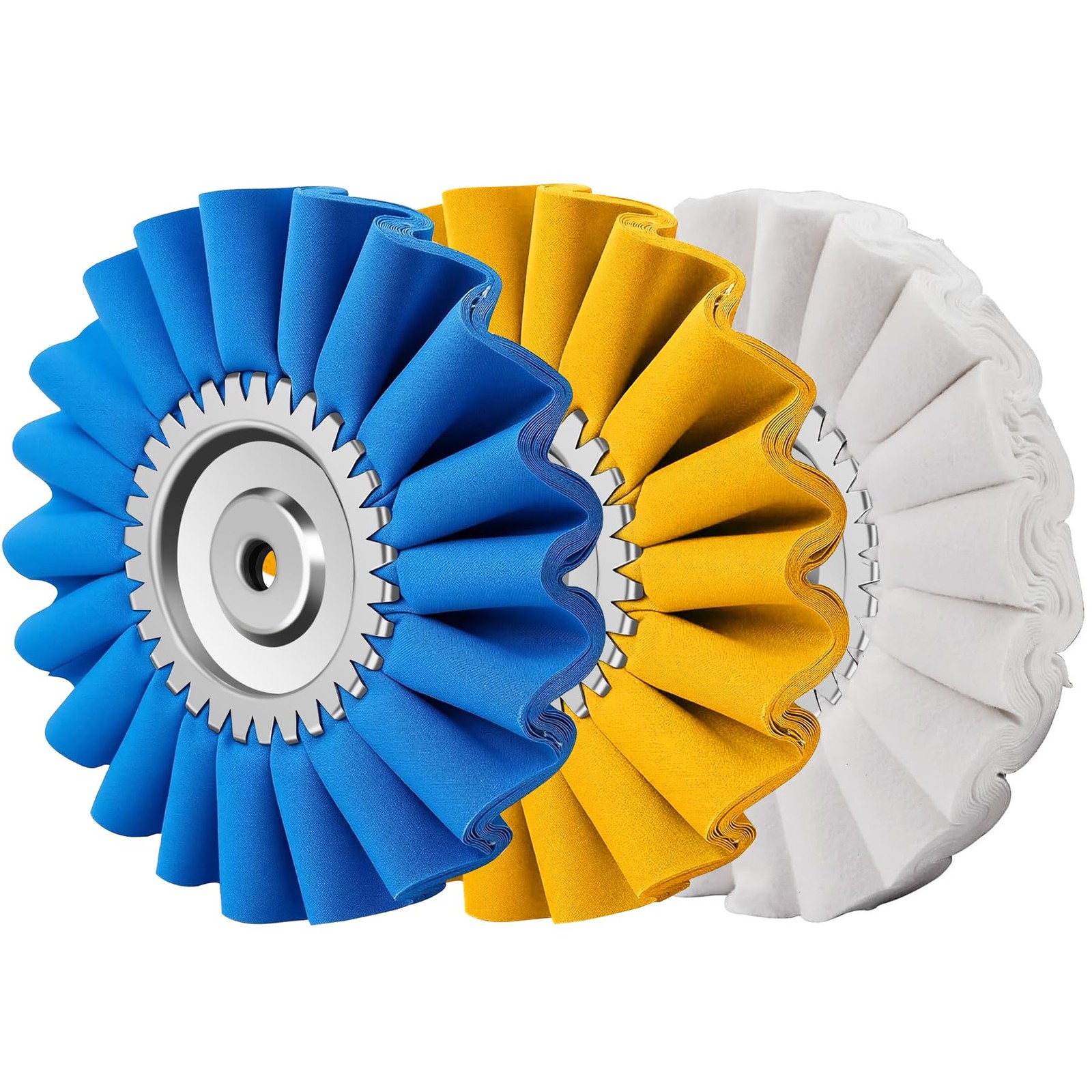 Konvixon 3PCS 10″ x 5/8″ Arbor SShape Airway Buffing Wheel Kit, Upgraded Flan…