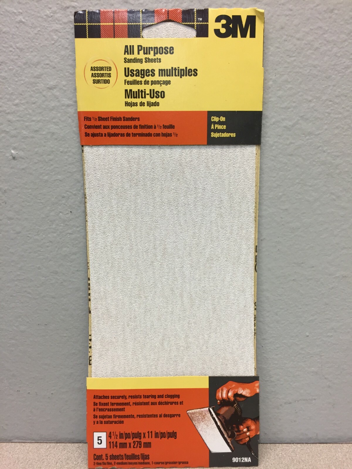 3M 9012NA 11 in. L x 4-1/2 in. W Assorted Grit Aluminum Oxide Sandpaper 5 pk
