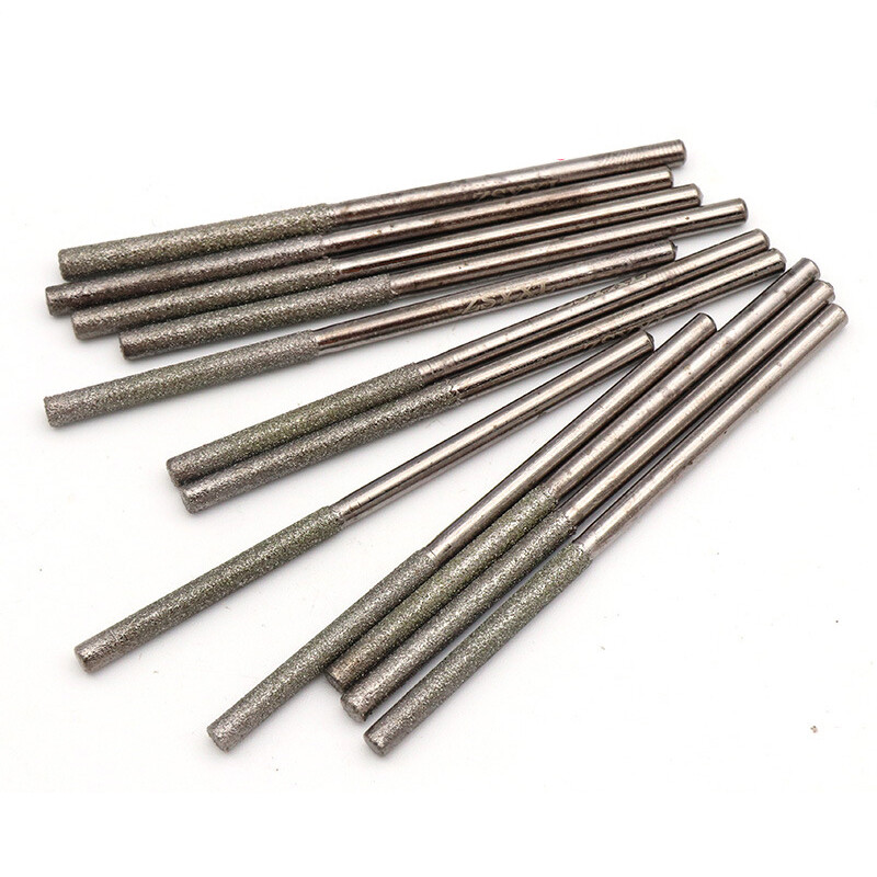 60pcs 3*70*30mm Diamond Grinding Head Extended Cylindrical Drill Bits Polishing