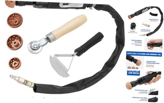 Air Tire Repair Polish Patch Tools, Include 2500rpm Low Speed Air Tire Buffer