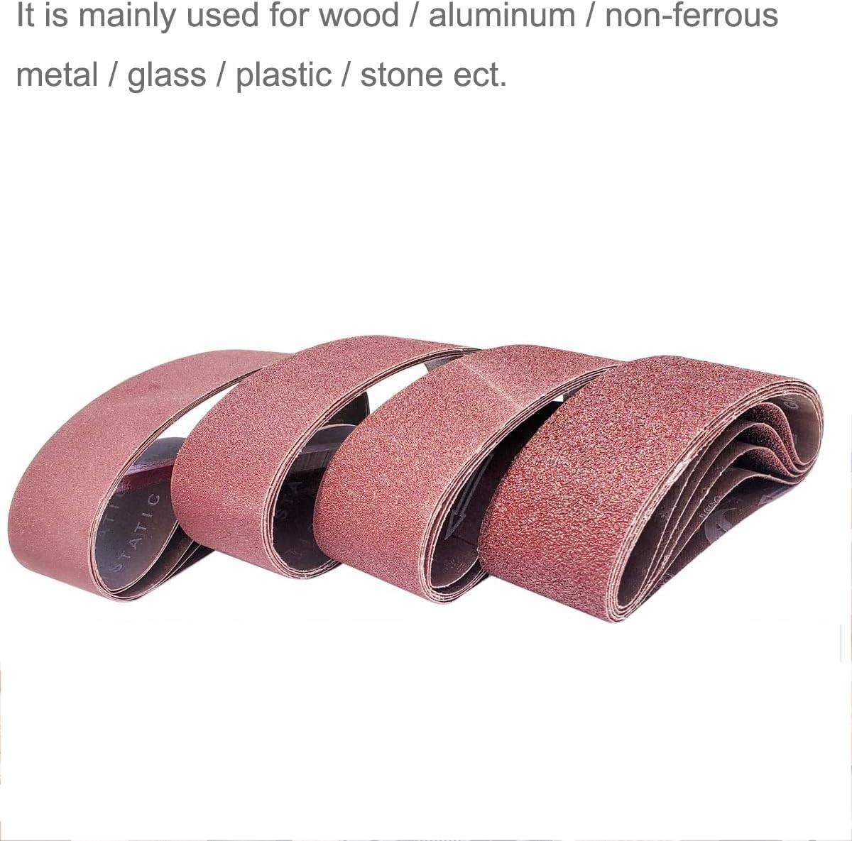 20 PCS 3×21 Sanding Belts, 5 Each 40 80 120 240 Grit, Aluminum Oxide, Sander