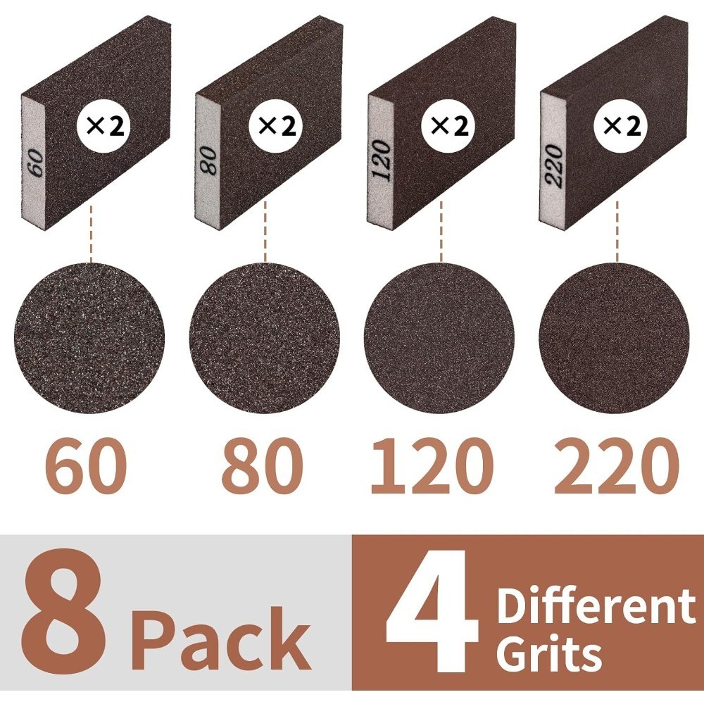 8 Pack Sanding Sponge, Sanding Blocks 60/80/120/220 Grit Assortment, Sand Paper
