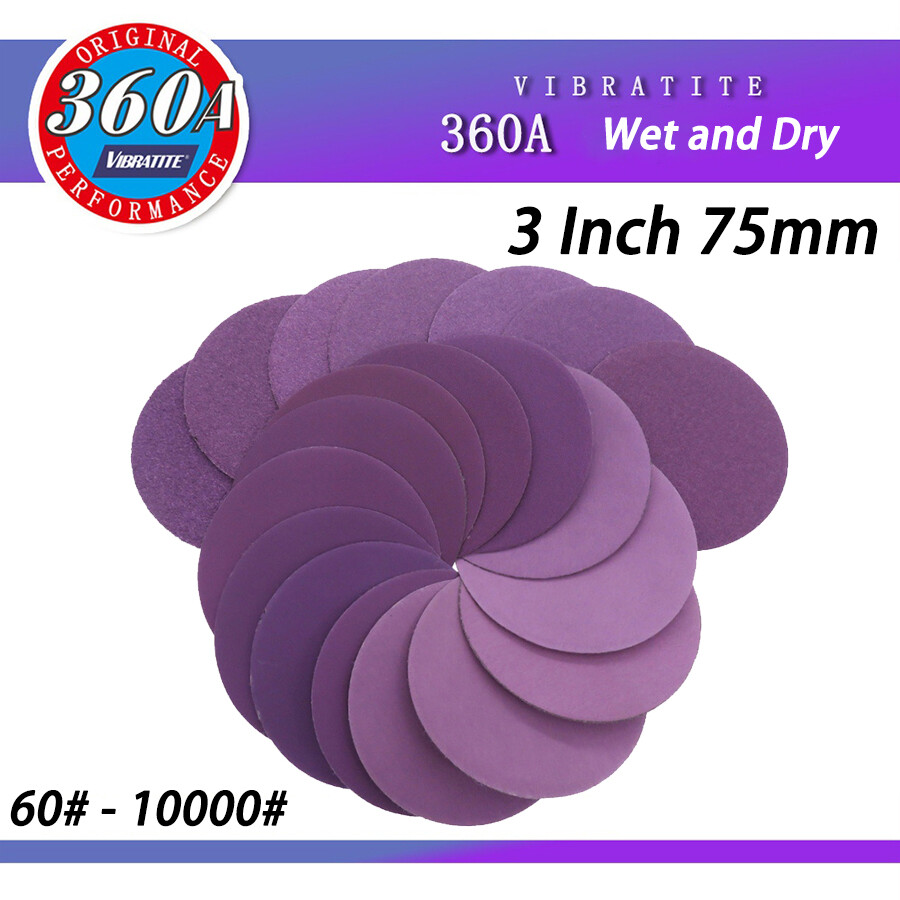 3″ 75mm Wet and Dry Sanding Discs Sandpaper Hook & Loop Pads/Tray Grit 60-10000#