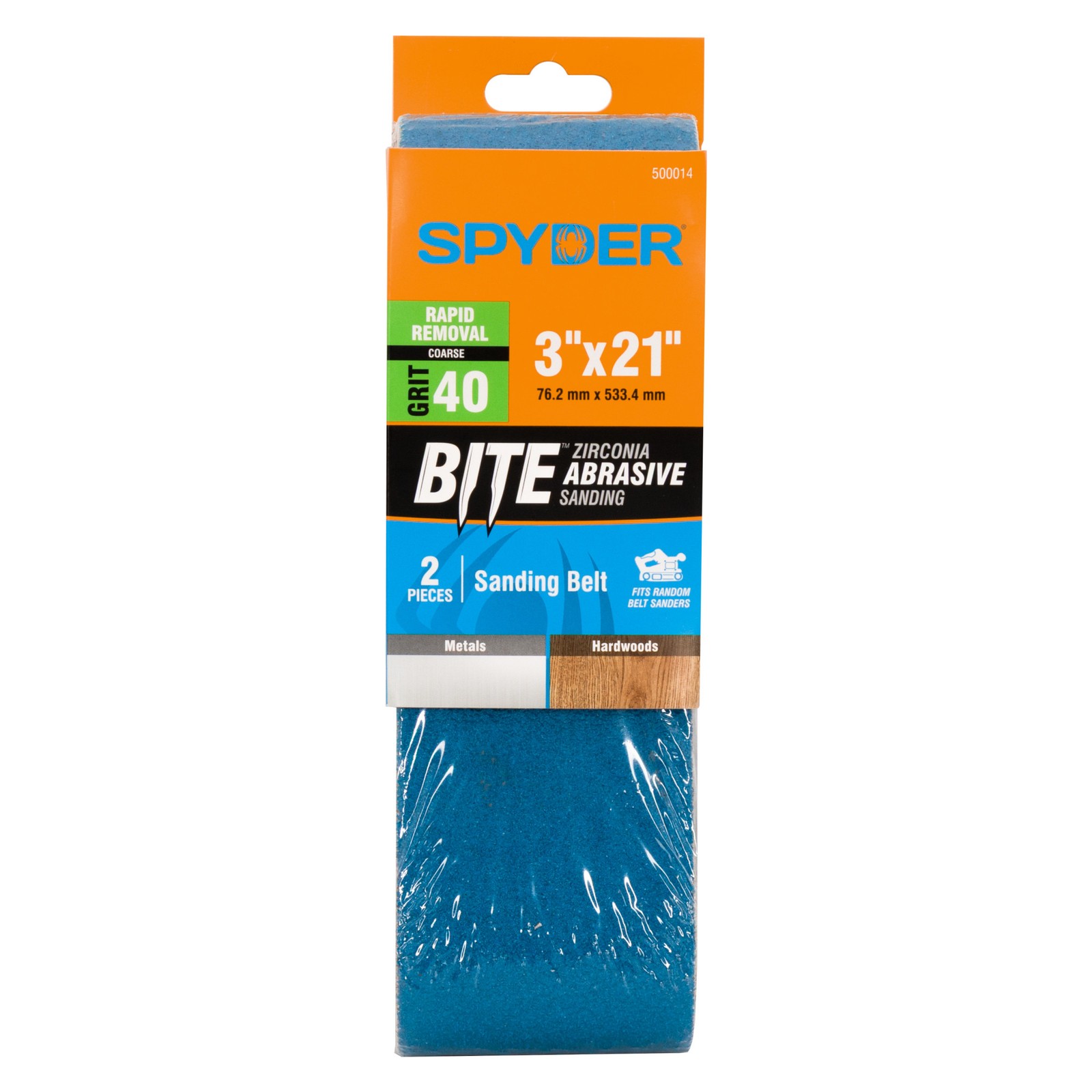 Spyder 3 in. x 21 in. 40 Grit Zirconia Tape Joint Sanding Belt (2-Pack) 500014