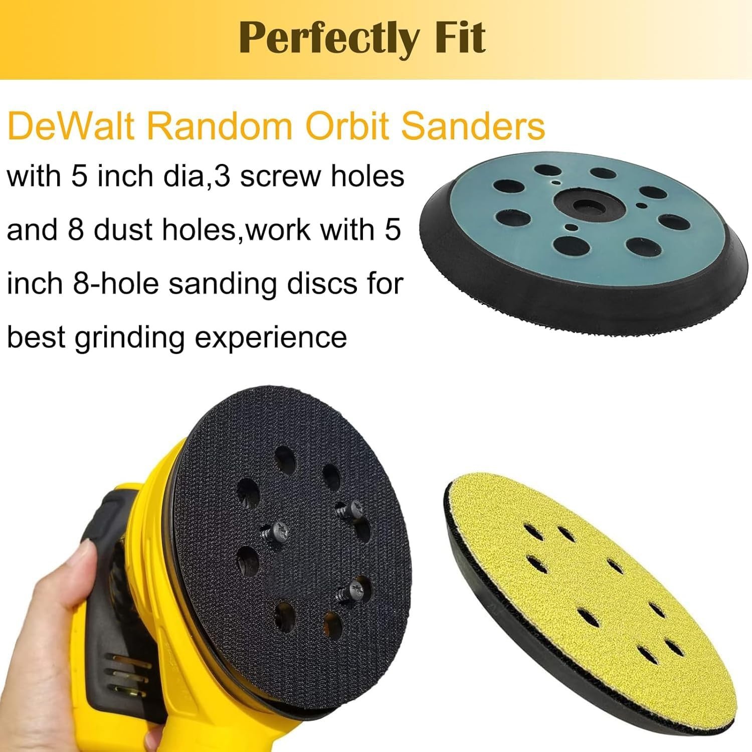 2pc 5″ 8-Hole Replacement Sanding Pads Hook Loop Fits Dewalt DW420 DW421 DW422