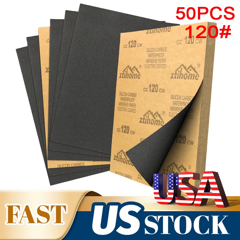 50PCS Sandpaper Wet Dry 120 grit 9*11 inch Abrasive Sanding Sheet Wood Car Metal
