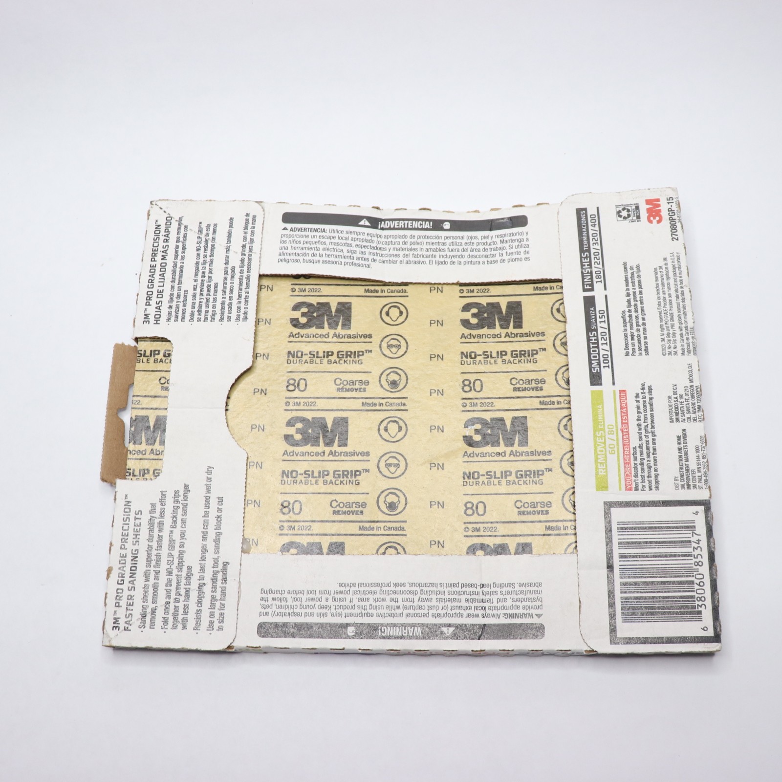 (15-Pk) 3M Precision Sandpaper Sheet Coarse 80-Grit 9″ x 11″ 27080PGP-15