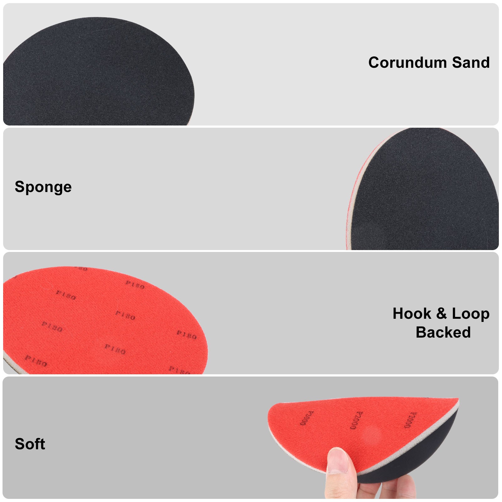 9PCS 6″ Hook & Loop Sanding Sponge Discs Wet Dry Foam Sanding Pads 180-3000 Grit
