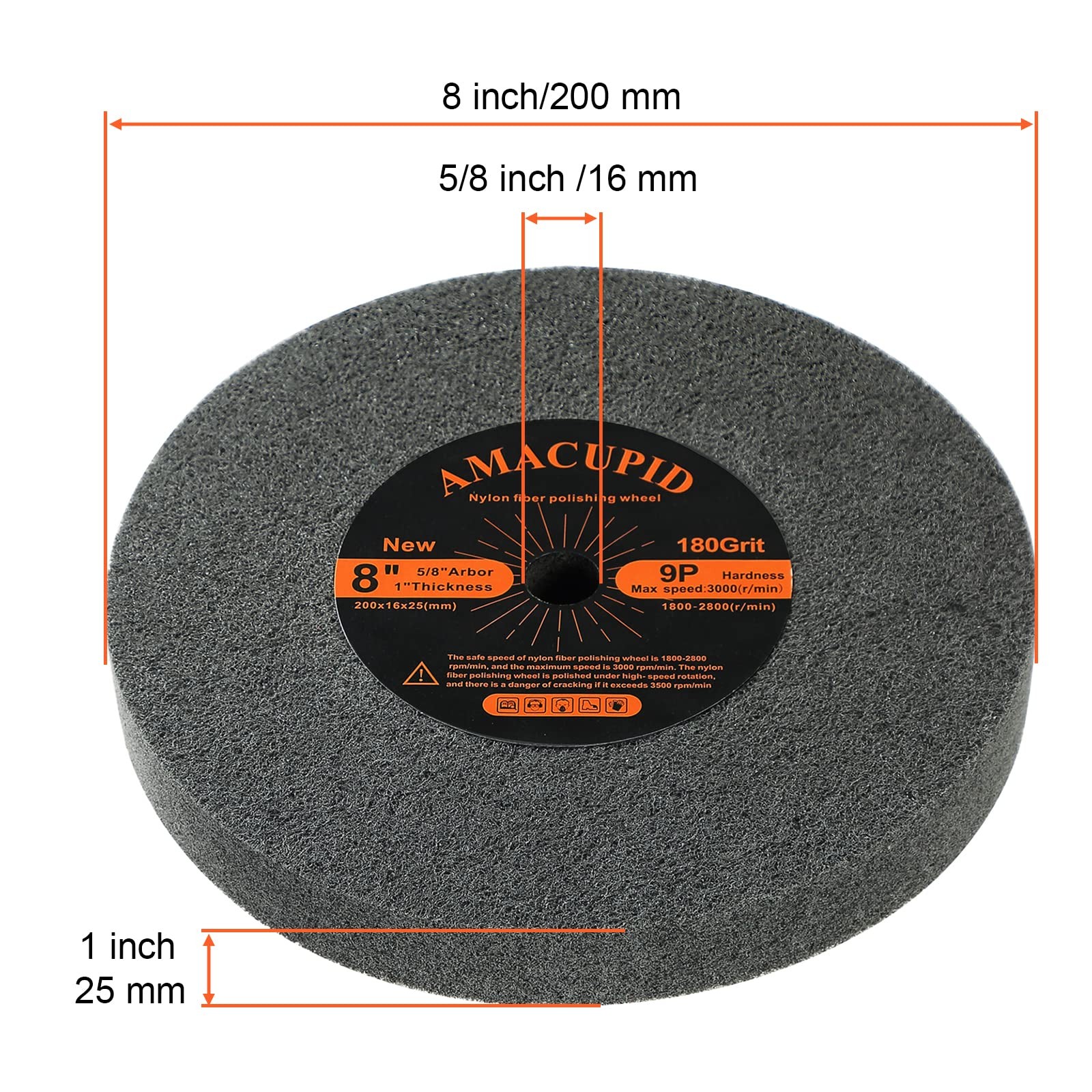 Deburring Wheels, Nylon Fiber Buffing Wheel 8 inch 9P Hardness. Polishing Sta…