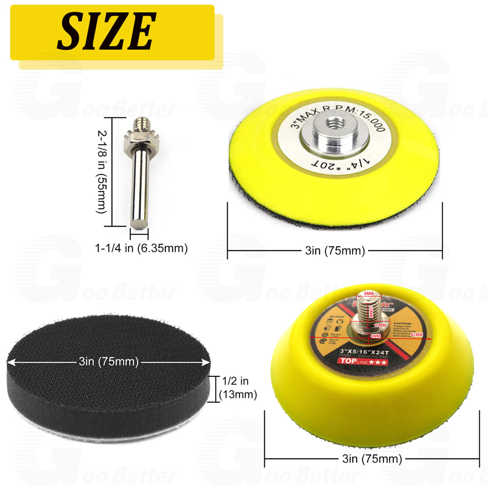 103Pcs 3inch Sanding Discs Foam Buffing Polishing Sponge Sander Buffer Pad Kit